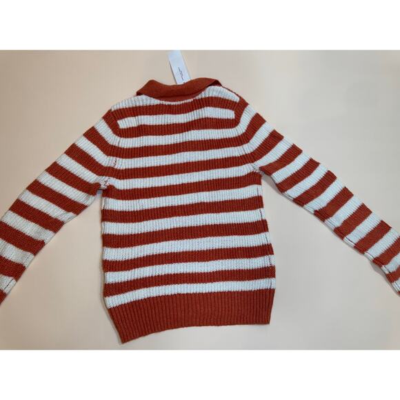 NWT American Eagle Rust and White Striped Knit Sweater Size XS - Picture 3 of 9